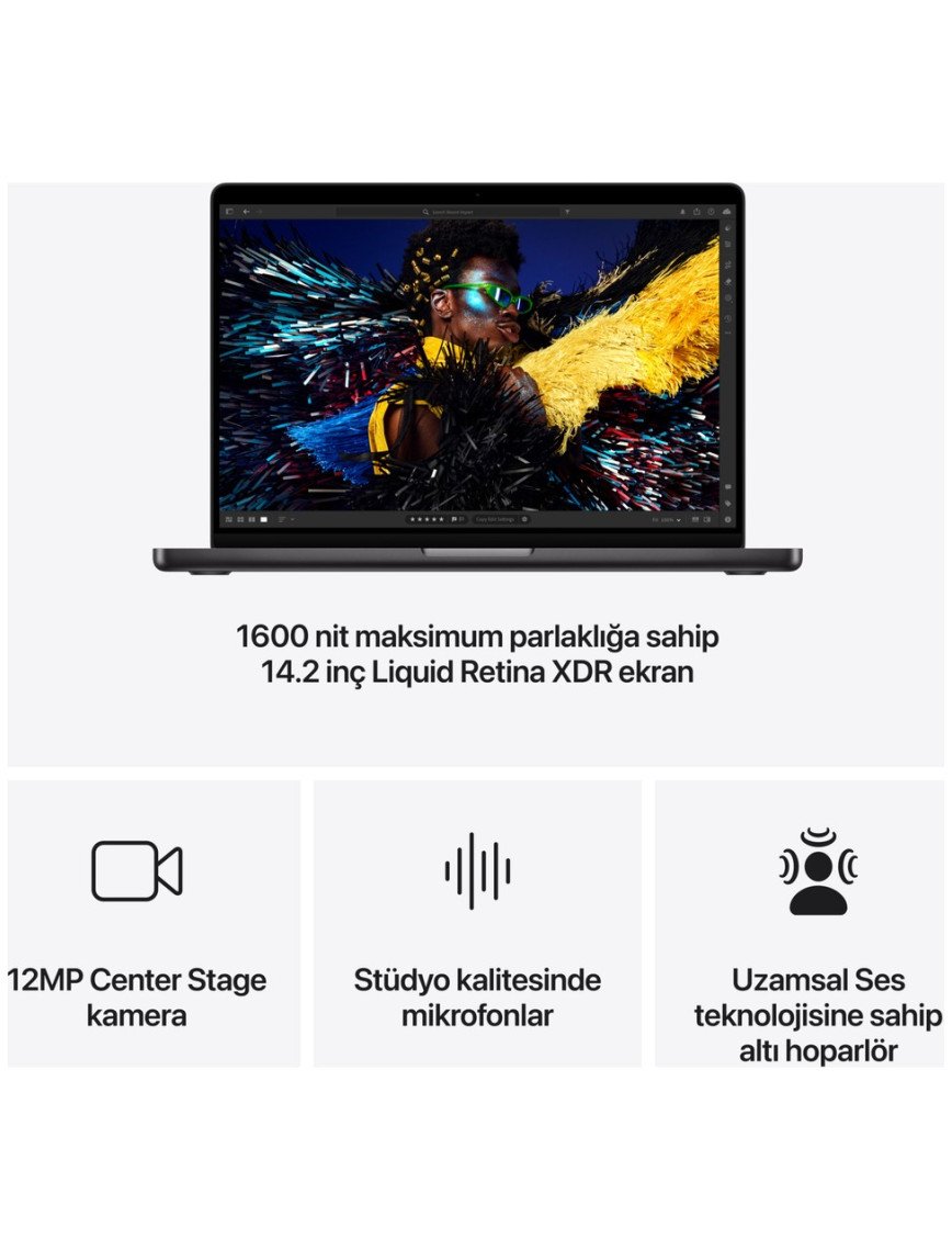 Apple MacBook Pro M4 Pro 24GB 1TB SSD macOS 14" Taşınabilir Bilgisayar Uzay Siyahı MX2J3TU/A